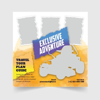 Dream vacation tour and travel adventure social media post design template vector