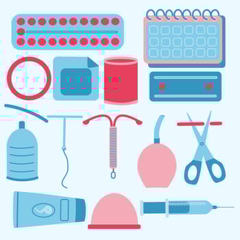Contraception methods illustration vector