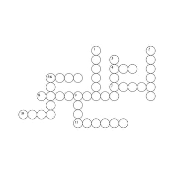 Blank crossword puzzle grid, empty template circles to fill in for riddle, educational or leisure game, ready to be used for making any word puzzle vector