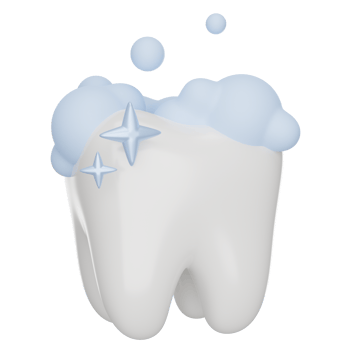 Tooth cleaning, brushing teeth with bleaching effect. 3D render icon png