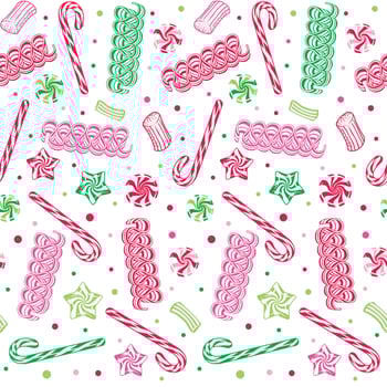Seamless Christmas Candies On White Background vector