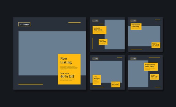 Luxury real estate social media post template vector