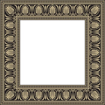 Vector gold and black square classical Greek ornament. European ornament. Border, frame Ancient Greece, Roman Empire..