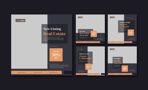 Real estate social media post template vector