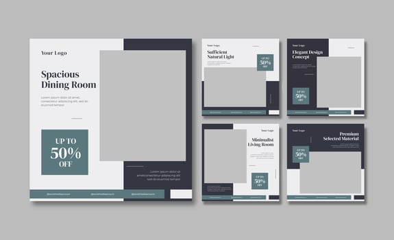Furniture promotion social media post template vector