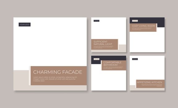 Minimalist real estate social media post template vector