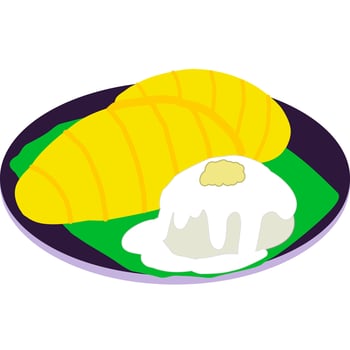 mango sticky rice cartoon in icon style vector