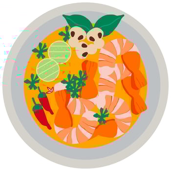 tom yam kung cartoon in icon style vector