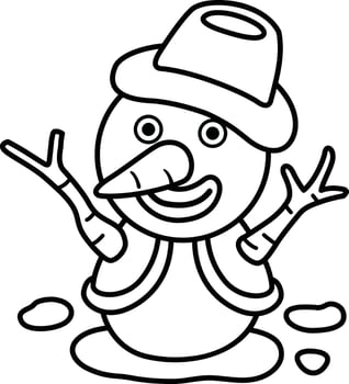 Illustration black and white snowman vector