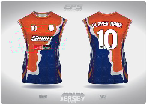 EPS jersey sports shirt vector.orange blue paper tore pattern design, illustration, textile background for sleeveless shirt sports t-shirt, football jersey sleeveless shirt vector