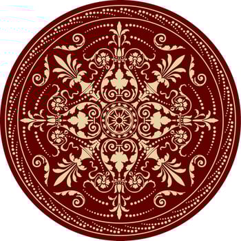 Vector classic colored round ornament. Red pattern in a circle. Drawing of Greece and Ancient Rome. Flower drawing.