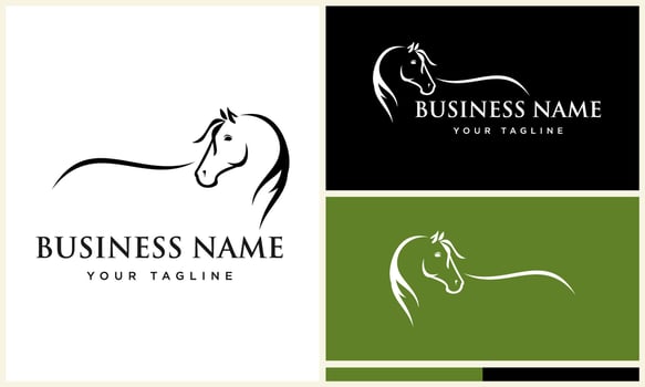 line art horse logo template vector