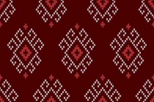 Red traditional ethnic pattern paisley flower Ikat background abstract Aztec African Indonesian Indian seamless pattern for fabric print cloth dress carpet curtains and sarong vector