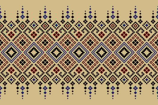 Nature vintages cross stitch traditional ethnic pattern paisley flower Ikat background abstract Aztec African Indonesian Indian seamless pattern for fabric print cloth dress carpet curtains and sarong vector