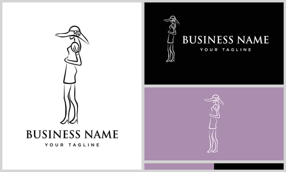 line art women logo template vector