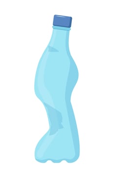 Crumpled plastic bottle. Plastic trash. Garbage recycle concept. Vector illustration.