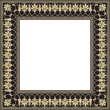 Vector gold and black square classic greek meander ornament. Pattern of ancient Greece. Border, frame of the Roman Empire..
