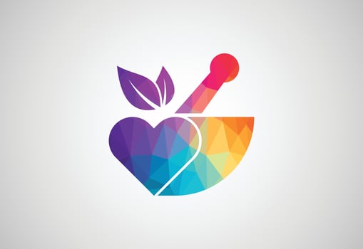 Low Poly and Modern Medical and health care center Ayurvedic logo design, Vector illustration