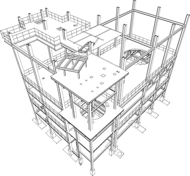 3D illustration of industrial building vector