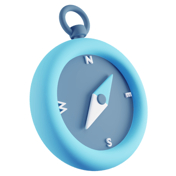 3D Illustration of Blue Compass png