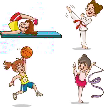 vector illustration of children playing various sports.