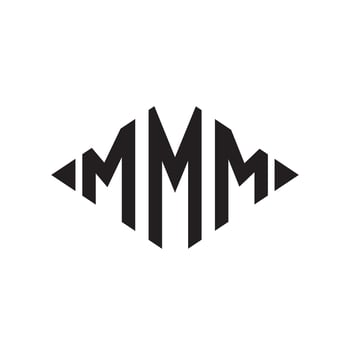 Logo M Rhombus Extended Monogram 3 Letters Alphabet Font Logo Logotype Embroidery vector