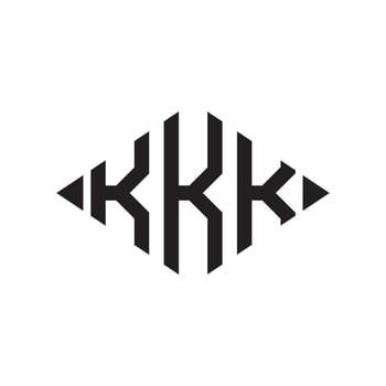 Logo K Rhombus Extended Monogram 3 Letters Alphabet Font Logo Logotype Embroidery vector