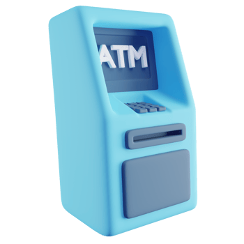 3D Illustration of Blue ATM Machine png