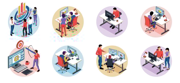 Isometric Design Studio Set vector