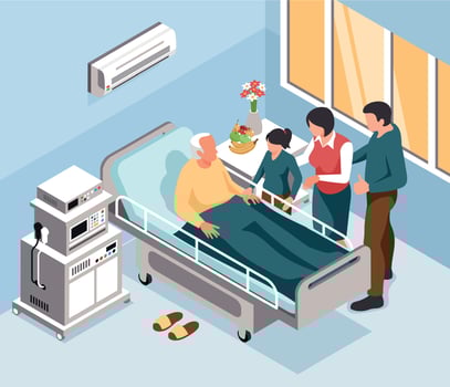 Elderly Man In Hospital vector