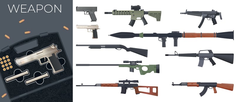 Realistic Weapon Guns Set vector
