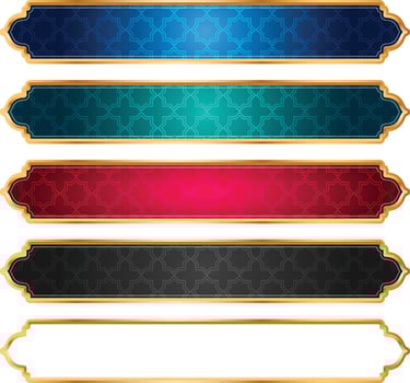 Luxury islamic golden arabic banner title frame text box vector