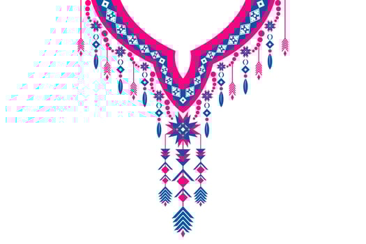 ethnic collar lace oriental pattern. Aztec style embroidery abstract vector illustration. Designs for fashion texture, textile, fabric, shirt, cloth