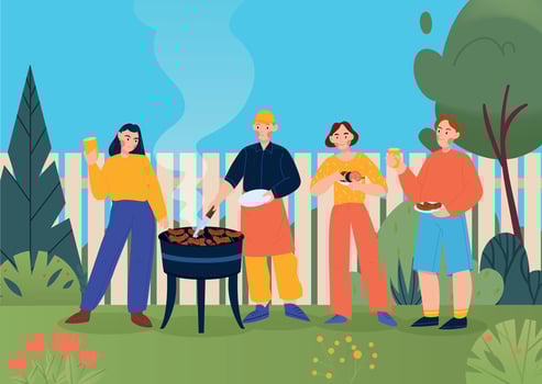 Barbecue Flat Background vector