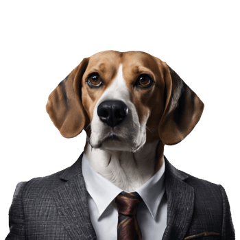 Portrait of Humanoid Anthropomorphic Beagle Dog Wearing Business Suit Isolated Transparent Generative AI png