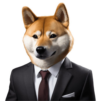 Portrait of Humanoid Anthropomorphic Shiba Inu Dog Wearing Black Business Suit Isolated Transparent Generative AI png