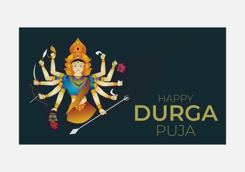 Goddess Durga Face in Happy Durga Puja vector