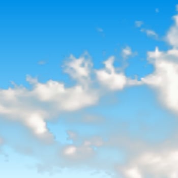 Natural background with cloud on blue sky. Realistic cloud on blue backdrop. Vector illustration