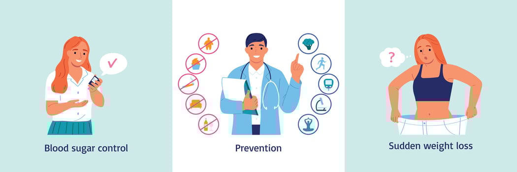 Diabetes Square Compositions Set vector