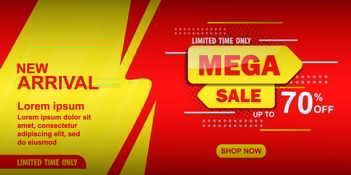 Mega sale discount banner template promotion vector