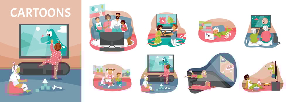 Watching Cartoons Composition vector
