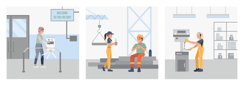 Factory Workers Set vector