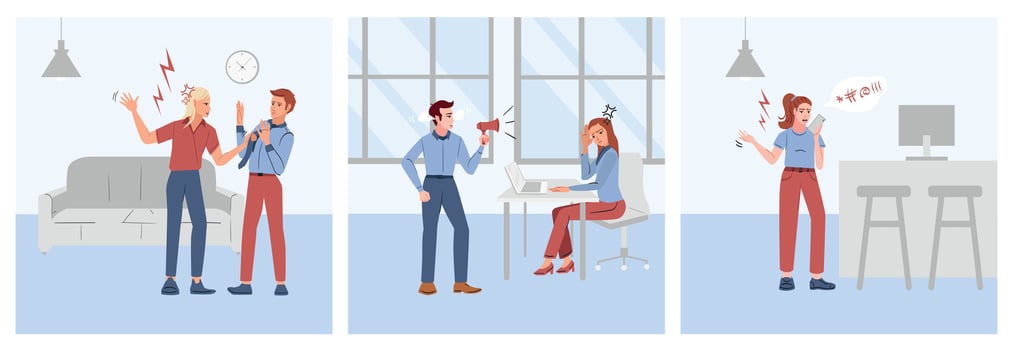 Angry People Square Compositions vector