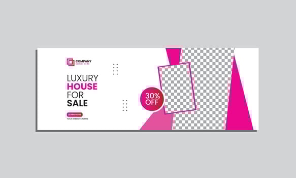 luxury house sale social media cover banner design. vector editable social media cover banner template