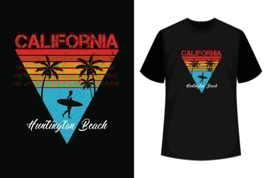 Huntington Beach California CA Vintage Graphic Retro 70s T-Shirt vector