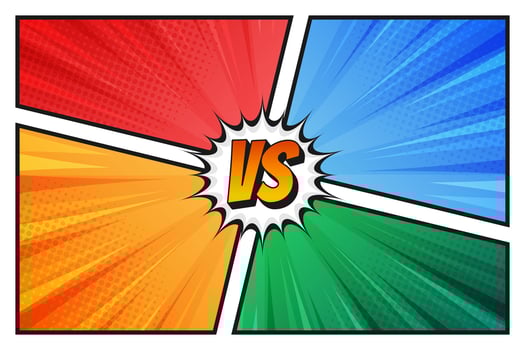 Blank colorful comic cartoon versus competitive background template vector
