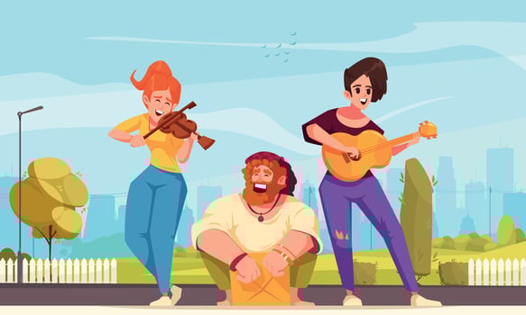 Street Musicians Poster vector