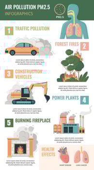 Air Pollution PM2.5 Infographics vector