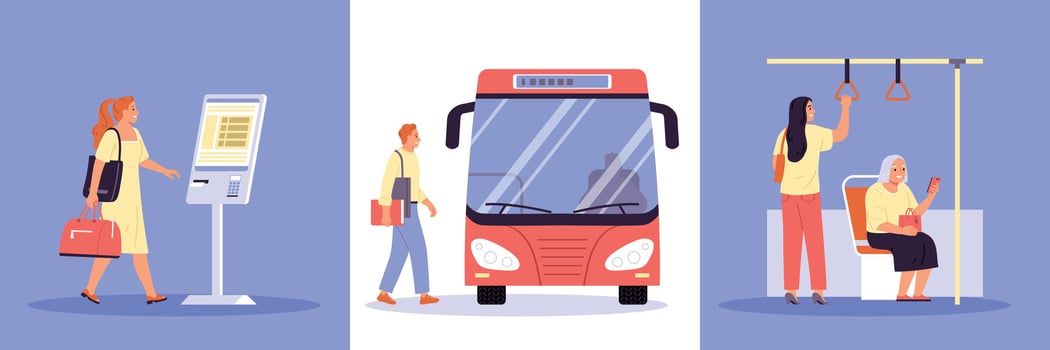 Bus Flat Set vector