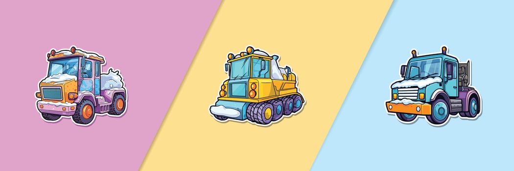 snowplow sticker. kawaii cartoon illustration vector